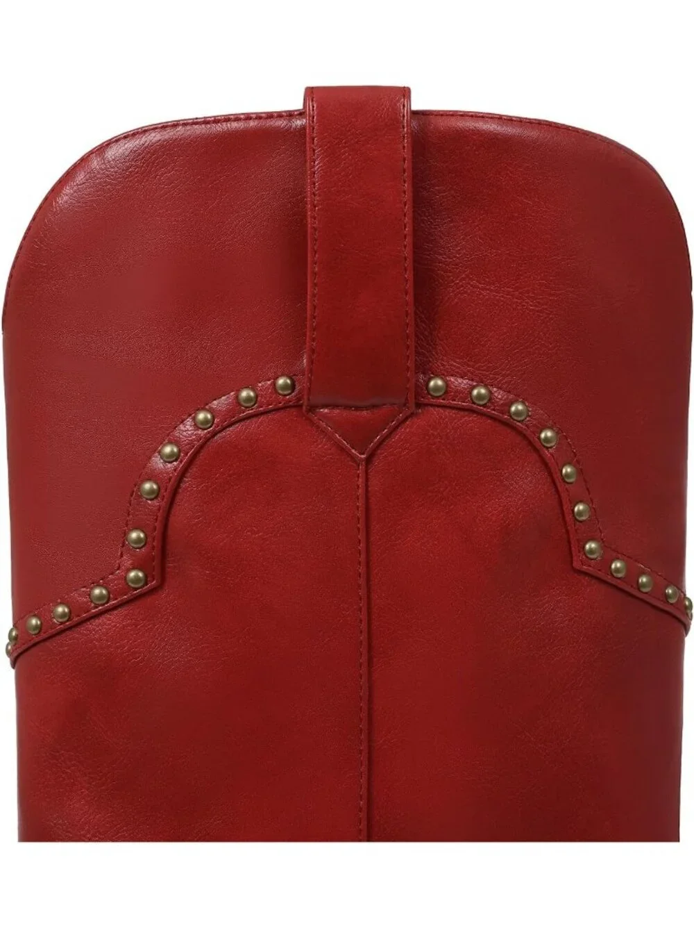 Women's Red Polyurethane (PU) Studded Fold Over Knee High Chunky Heel Boot